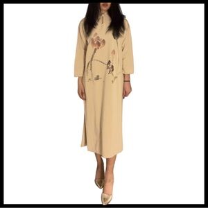 Tan maxi long sleeve dress